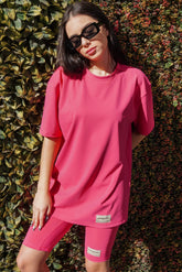 Oversized No Back Print T- Shirt - Pink